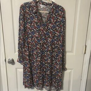 Time and Tru Multicolor Floral Long Sleeve Dress